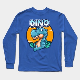 Cute Blue Dino Long Sleeve T-Shirt